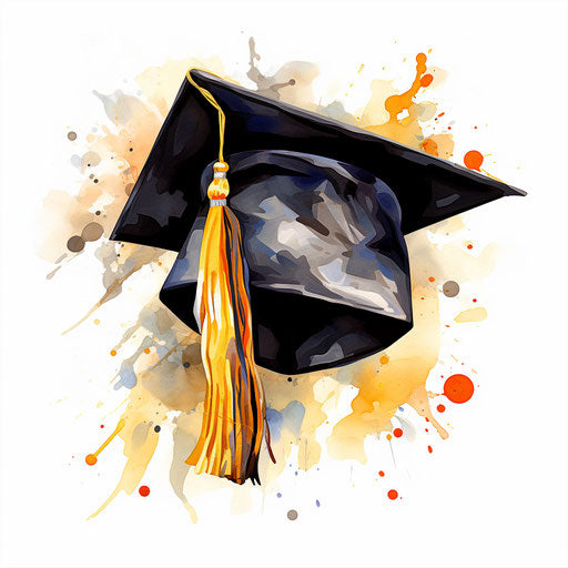 Graduation cap in oil painting style