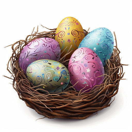 Easter clipart images in photo realistic style with flat white background