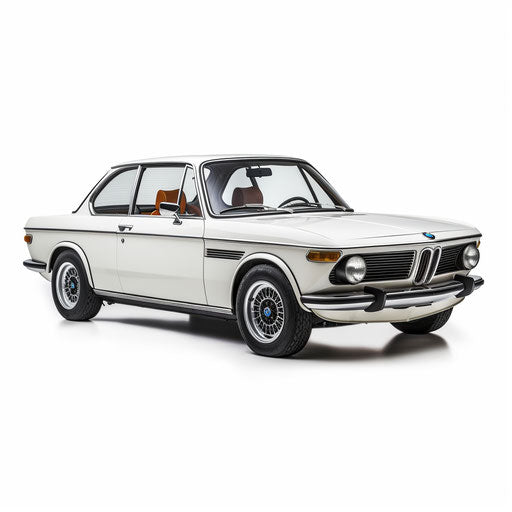 Classic BMW car on white background