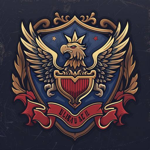 Classic emblem with top traditional colors on a heritage backdrop