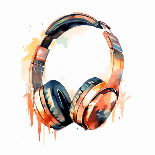 Headphones in Oil painting style on white background