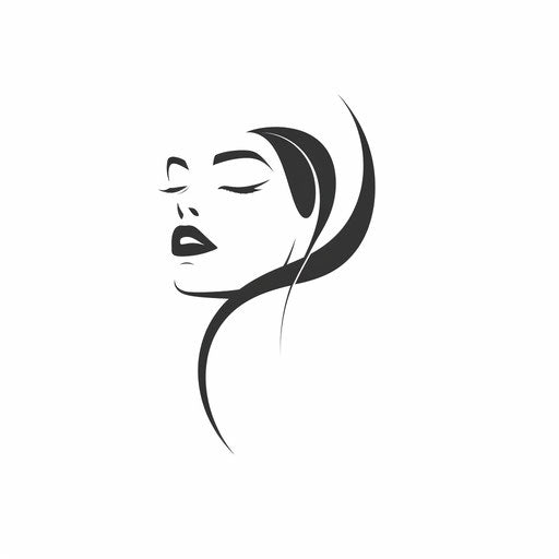Modern fashion logo with sleek, minimalist lines on white background