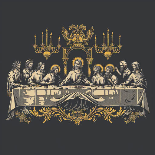 The Last Supper with gold foil elements and elegant detailing