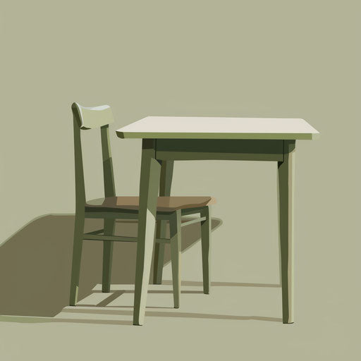 Realistic table clipart on flat olive background