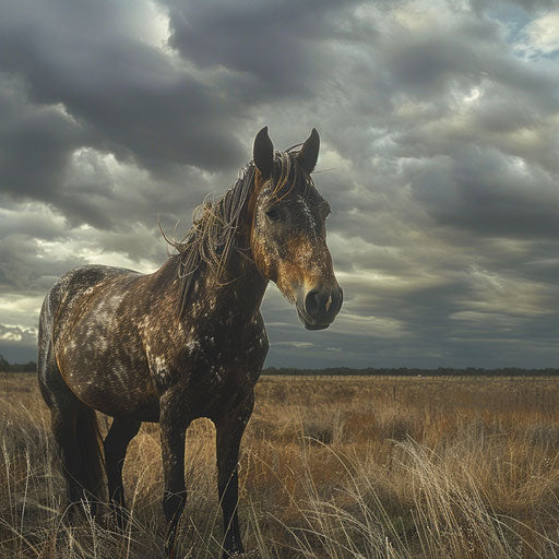 Wild horse under stormy sky, Tim Flach style