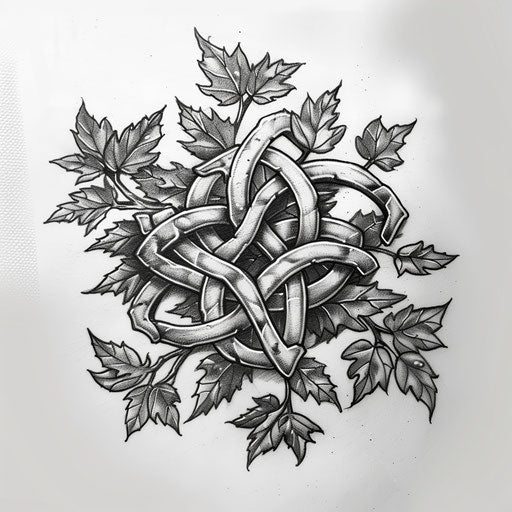 Celtic knot tattoo merging nature leaves vines