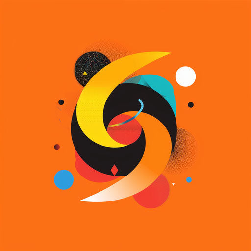 Innovative smart logo with abstract designs on vibrant orange background