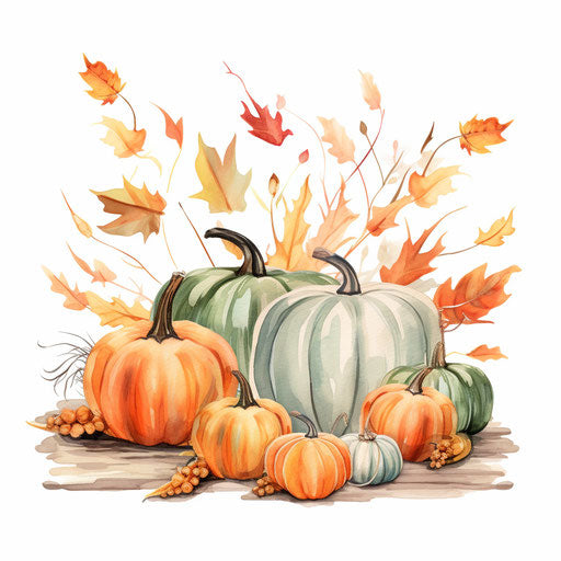 November clipart in the style of Pastel Colors Art, on a white background