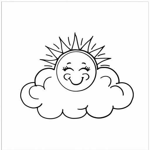 Smiling sun over simple cloud outline