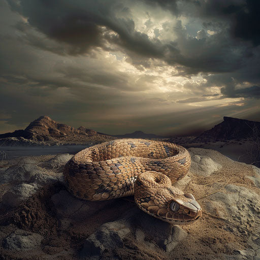 Copperhead snake in a dramatic landscape