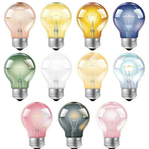 Realistic bulb clipart on white background with soft lighting