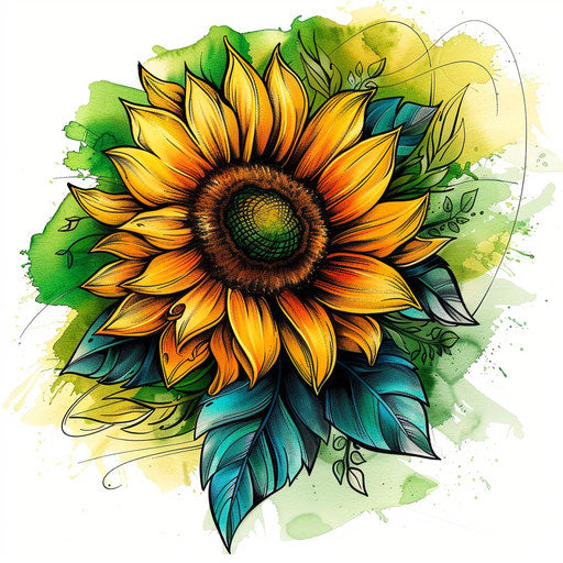 Vibrant sketch of a blooming sunflower, symbolizing good times