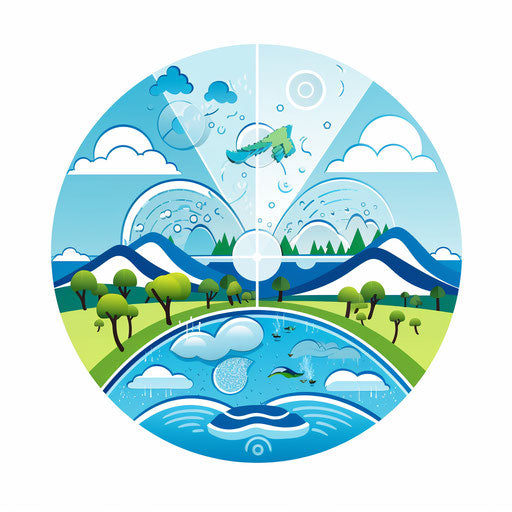 Water cycle in Minimalist style on white background