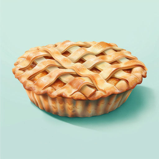 Realistic pie illustration on flat, serene aqua backdrop