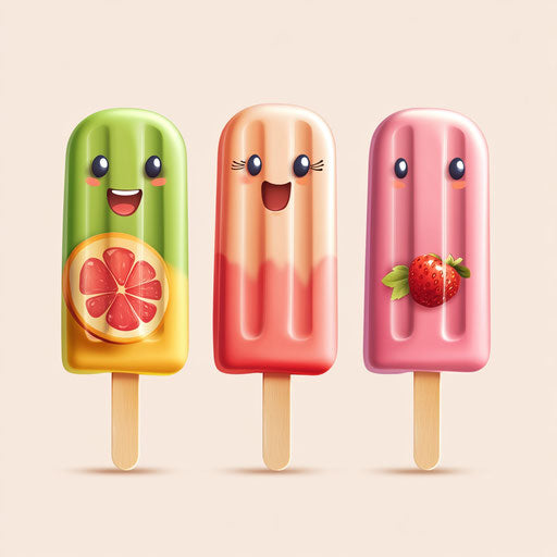 3D popsicle on flat white background, isolated clipart