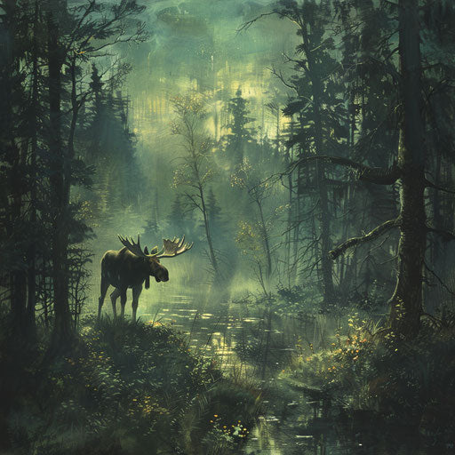 A moose guarding a hidden forest sanctuary