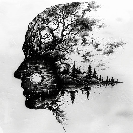 Surreal Virgo constellation tattoo sketch