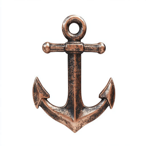3D Boat Anchor on White Realistic Background