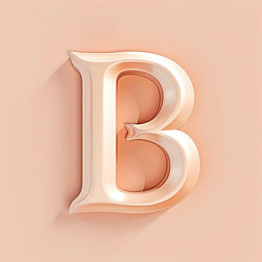 Realistic Style Letter B Clipart on Pastel Peach Background