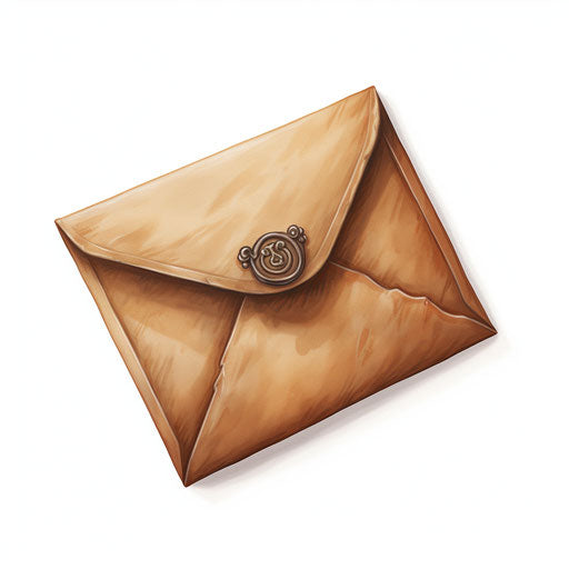 Envelope clipart in the style of Oil painting, on a white background