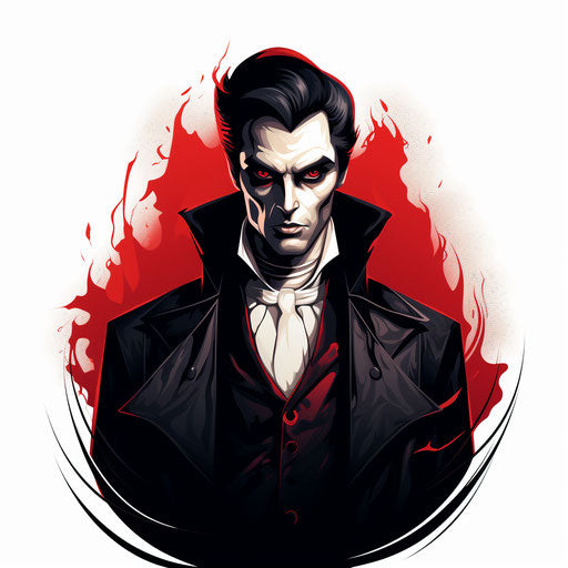 Vampire illustration in the style of Chiaroscuro Art, on white background