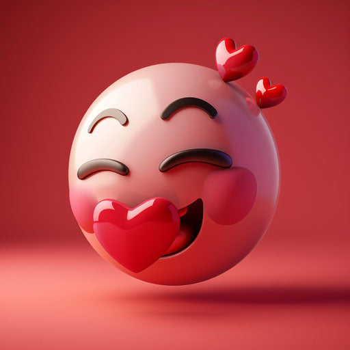 Adorable emoticon with hearts on its face