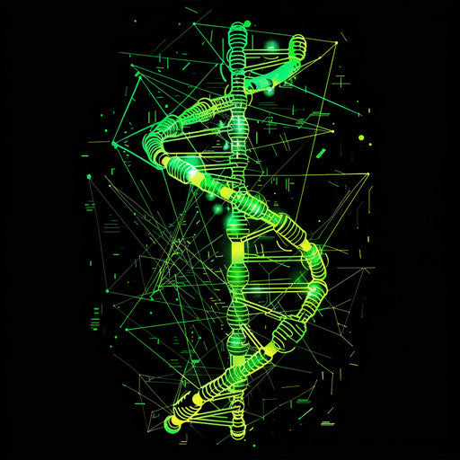 Technology-themed DNA tattoo sketch