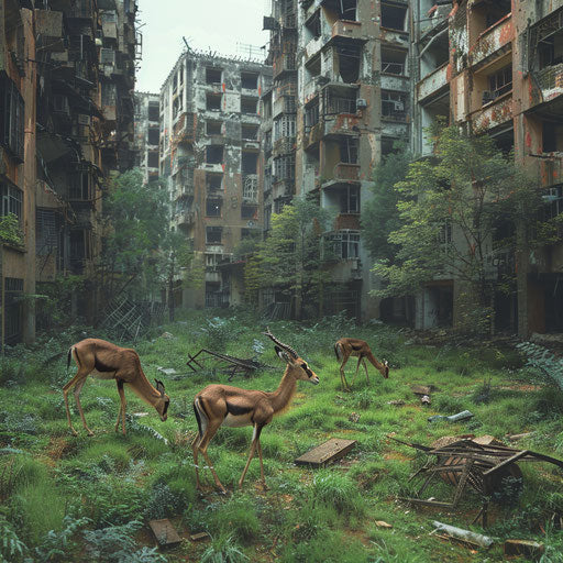 Nature reclaiming in apocalyptic world