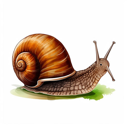 Snail illustration in the style of Chiaroscuro Art, on white background