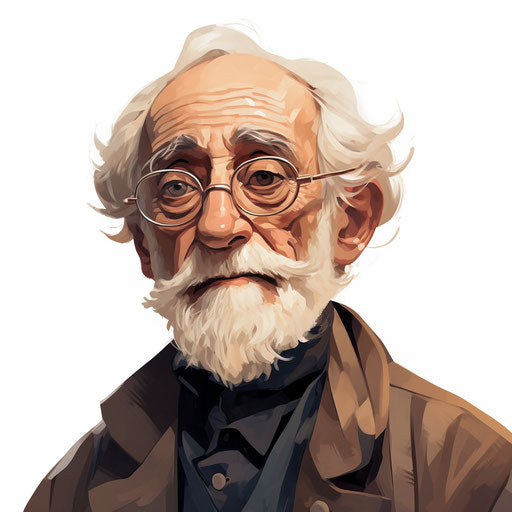 Grandfather clipart in the style of Chiaroscuro Art, on white background