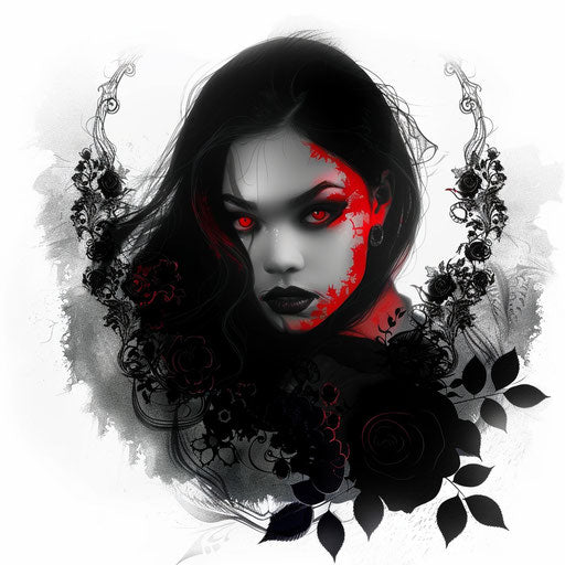 Eerie portrait of a gothic vampire queen
