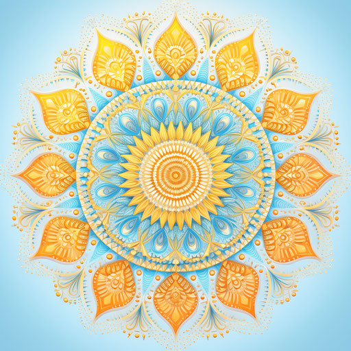 Delicate mandala ornament in orange, indian motifs, bold designs