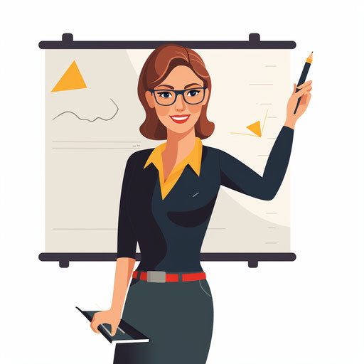Teacher clipart png in the Minimalist style, on white background