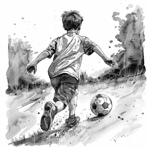Boy chasing a soccer ball for a hobby