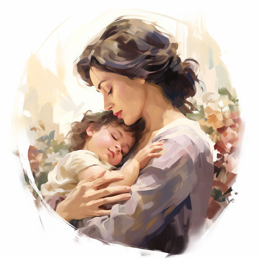 Mother illustration in the style of Oil painting, on white background