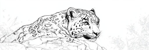 Very simple snow leopard coloring book page 3:1
