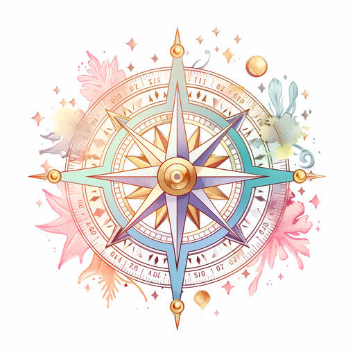 Compass clipart in Pastel Colors Art style, on white background