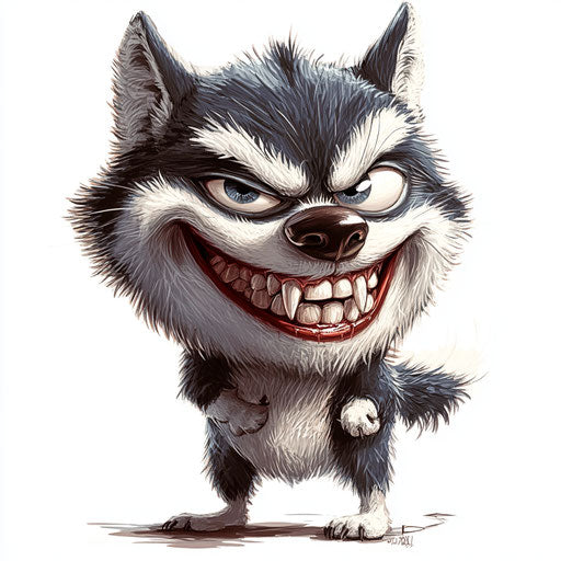 Humorous caricature of a husky caricature clipart with human characteristics