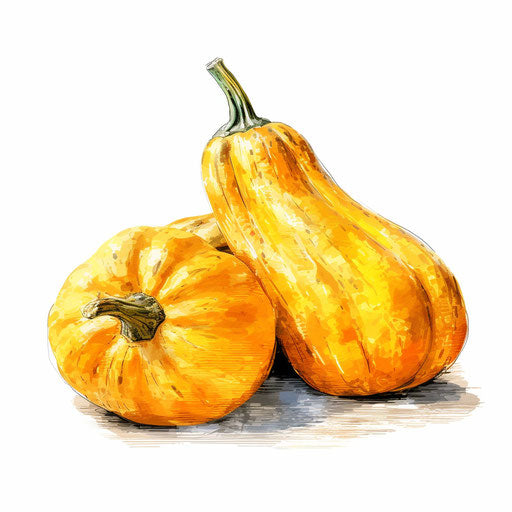 Squash drawing in the style of Oil painting, on a white background