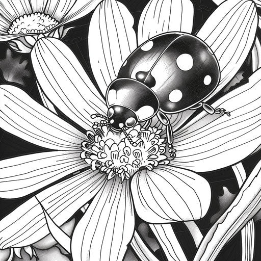 Ladybug on a flower petal