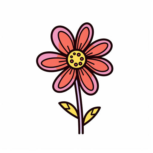 Cartoon flower in the Minimalist style, on white background