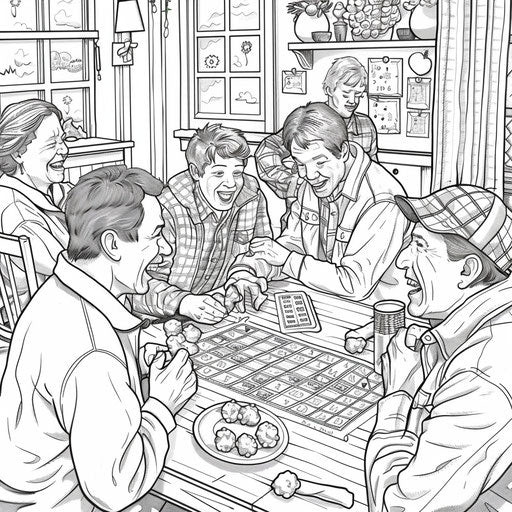 Friends excitedly playing bingo at a table