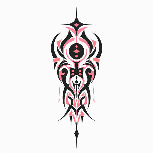 Pink and black tribal tattoo sketch