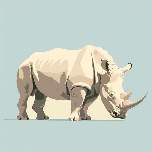 Rhino clipart in photo-realistic style, random flat background