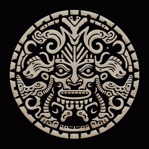 Black and white tribal tattoo design in Cambodian art style