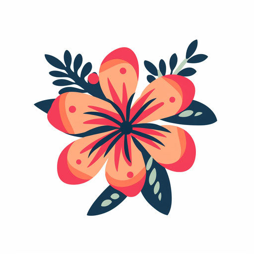 Hawaiian flower clipart in Minimalist style on white