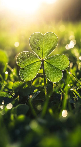 Four-leaf clover in sunlight