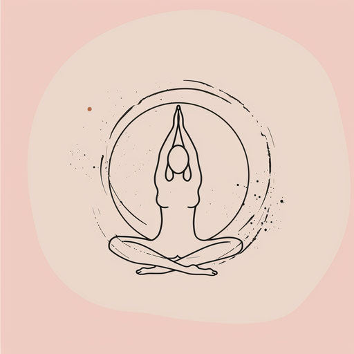 Minimalist fitness logo with a hand-drawn yoga pose and a soft pink background