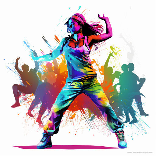Zumba clipart in the style of Chiaroscuro Art, on a white background