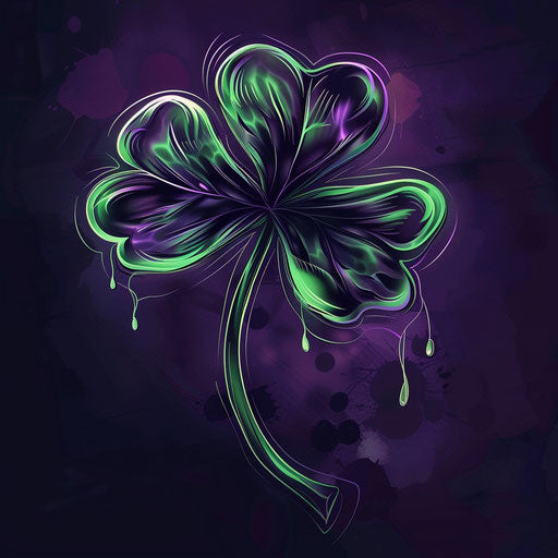 Tattoo sketch of 4 leaf clover with neon outlines